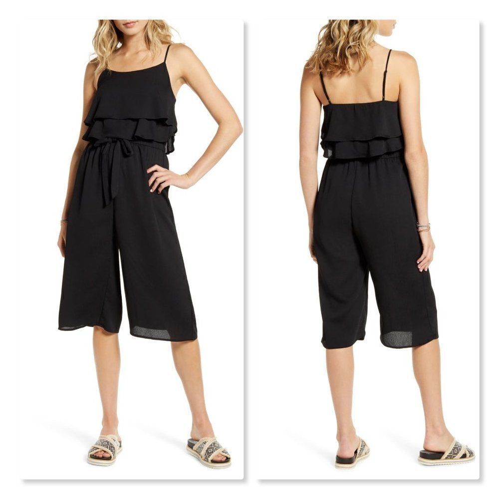One Clothing Ruffle Sleeveless Crop Jumpsuit